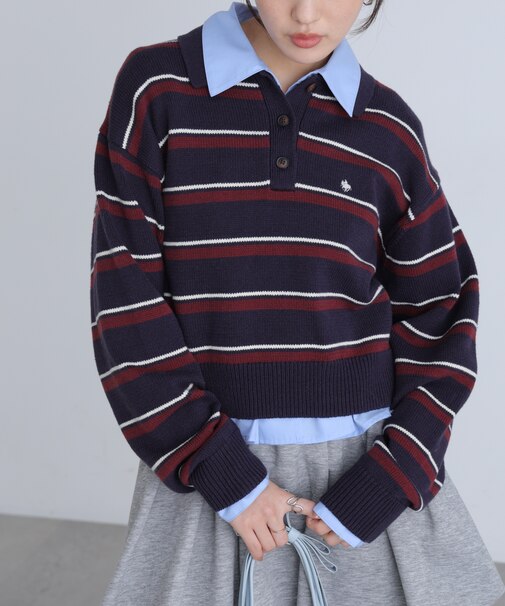 POLO BCS ボーダーポロニット