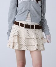 ティアードフリルベルト付きミニスカート