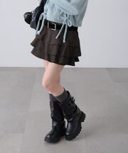 ティアードフリルベルト付きミニスカート