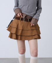 ティアードフリルベルト付きミニスカート