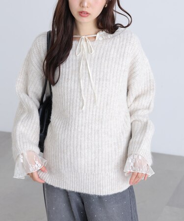 ラメミックス畦ニット