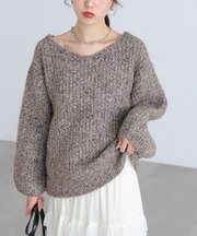 ラメミックス畦ニット