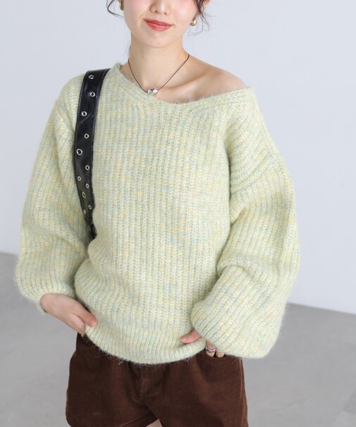 ラメミックス畦ニット