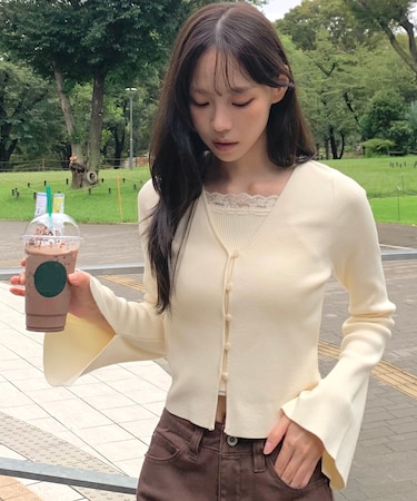 レースキャミレイヤードカーディガン