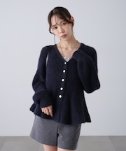 〈MFM〉へアリーペプラムニットカーディガン