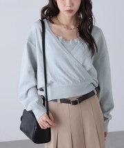 レースドッキングカシュクールニット