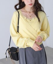 レースドッキングカシュクールニット