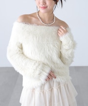 〈MFM〉オフショルロングシャギーニット