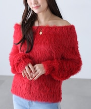 〈MFM〉オフショルロングシャギーニット