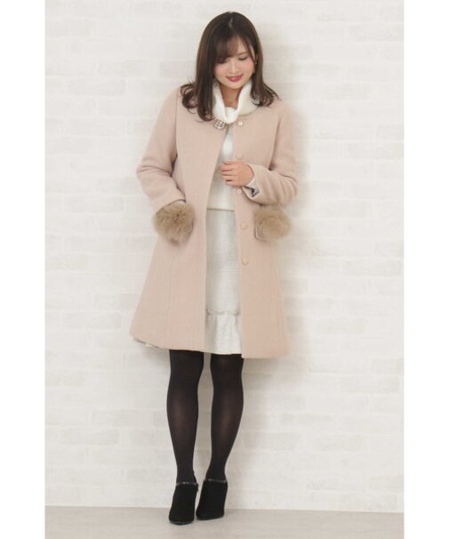 ◆ファーポケットノーカラーコート