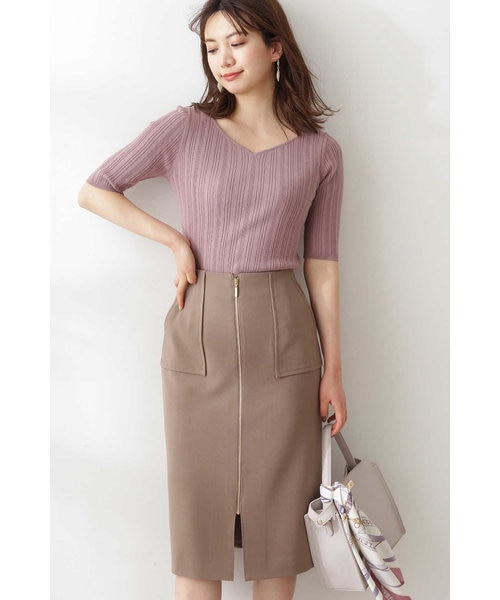 タイムセール‼️BEIGE タイトスカート 後ろファスナー　未使用品 サイドオープン裏毛タイトスカート[品番：MKSW0055909]｜RESEXXY
