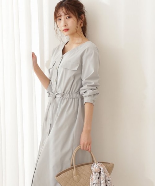 フラップポケットワークワンピース：WEB限定カラー：モカブラウン