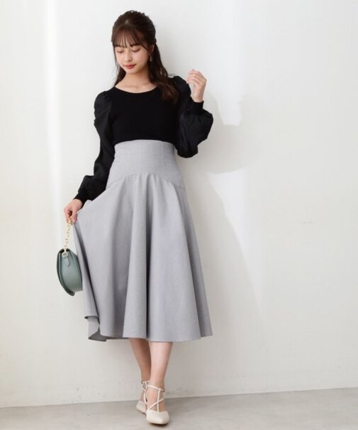 ヨーク切り替えチェックフレアスカート