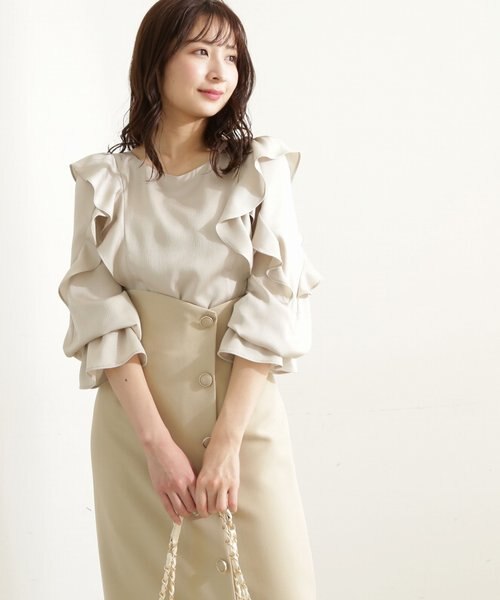 Proportion Body Dressing♡綺麗めラッフルサテンブラウス 美人百花4月号掲載商品｜ラッフルサテンブラウス