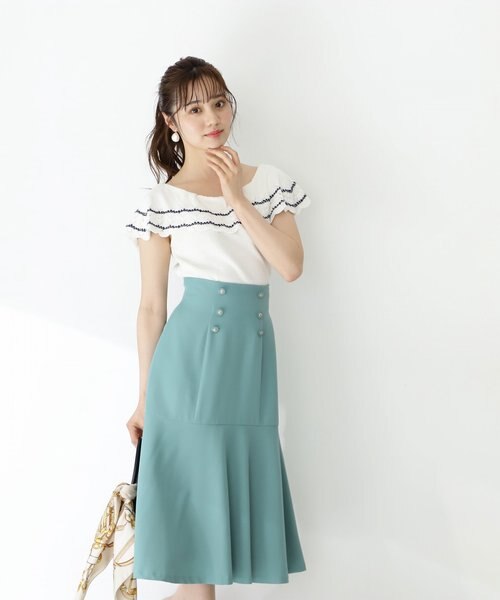 美人百花5月号掲載商品｜フロントボタンフレアスカート
