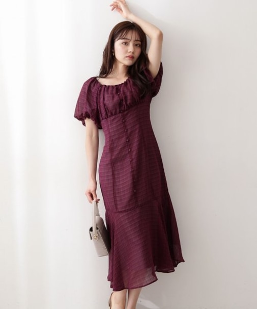 《EDIT COLOGNE》シアーチェックマーメイドワンピース