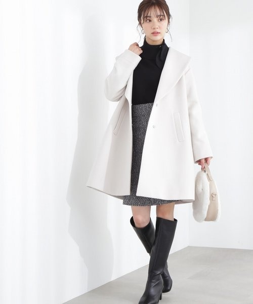EDIT COLOGNE》ショールカラーミドルコート｜プロポーションボディ