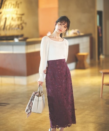 美人百花10月号タイアップ 宇賀美里さん着用商品｜ロングナローレース 