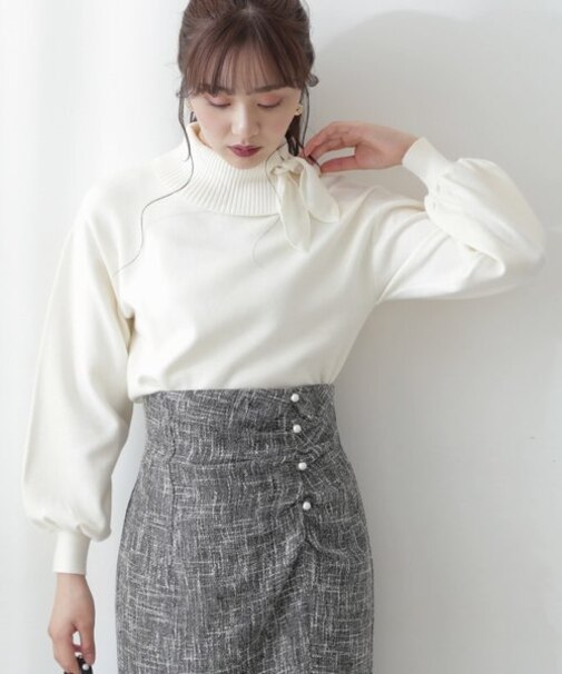 スカーフタートルニット