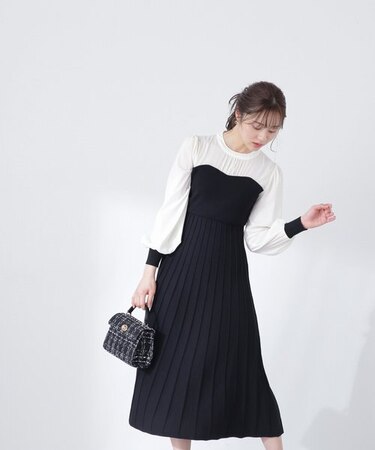 ビスチェドッキングニットワンピース WEB限定カラー：ベージュ