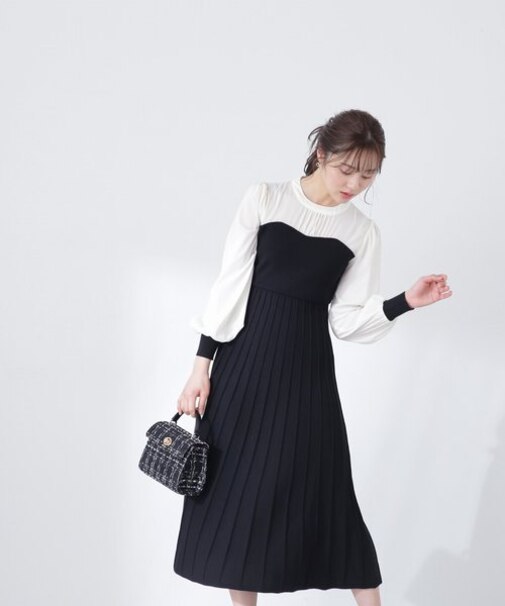 ビスチェドッキングニットワンピース WEB限定カラー：ベージュ