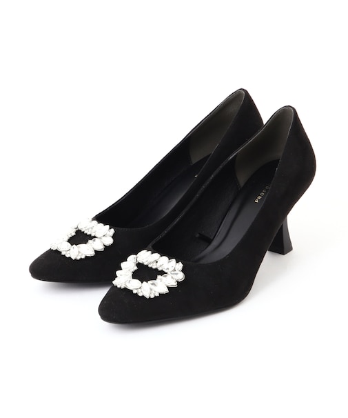 ビジューフレアヒールパンプス