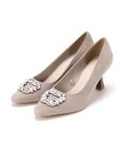 ビジューフレアヒールパンプス