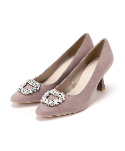 ビジューフレアヒールパンプス