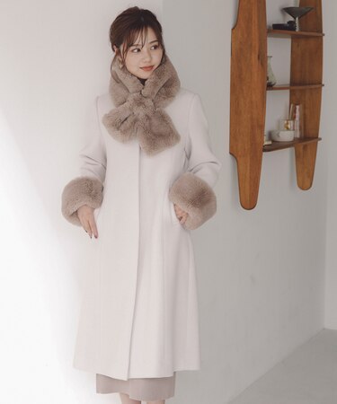 フェイクファー取外しコート／23AW