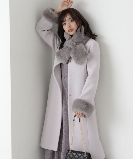 フェイクファー取外しコート／23AW