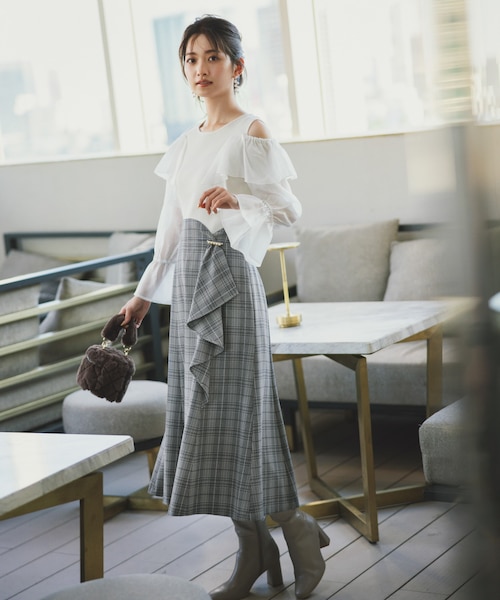 ラッフルマーメイドチェックスカート｜プロポーションボディ  