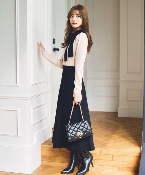 PEARLATES ボウタイ　ニットワンピース CELFORD｜ボウタイニットワンピース | Rakuten Fashion(楽天