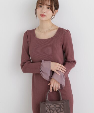 マーメイドドッキングスリーブニットワンピース