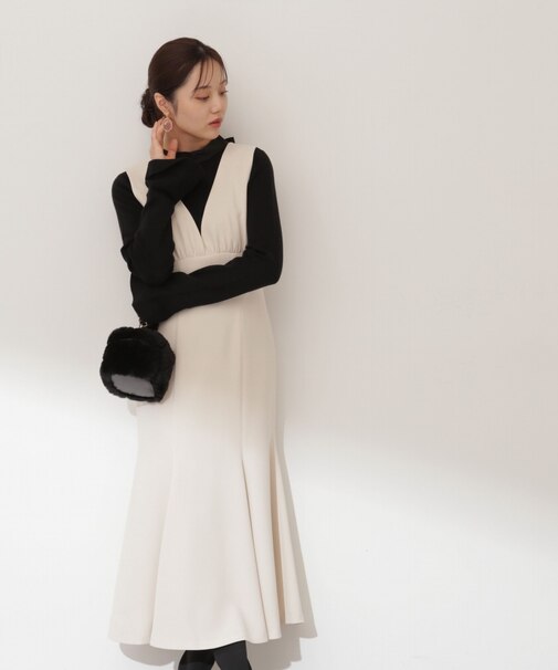 Vギャザーマーメイドジャンスカ