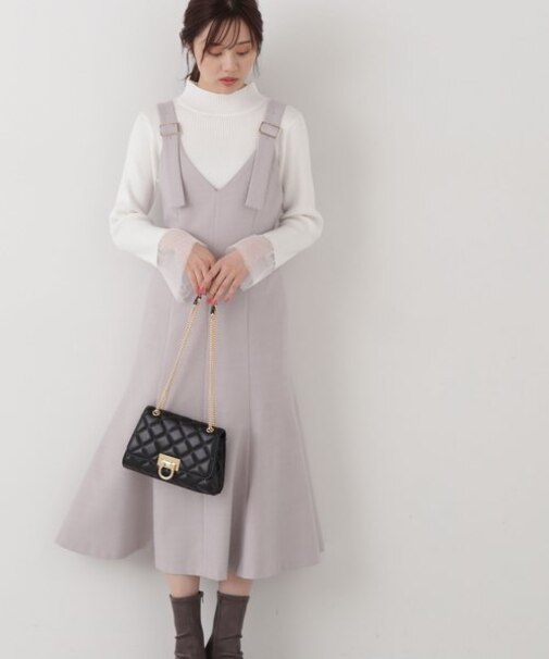 ツイードバックルジャンパースカート