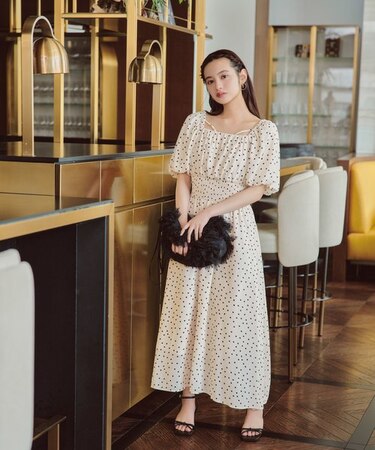 パフスリーブドット柄ワンピース｜プロポーションボディドレッシングの  