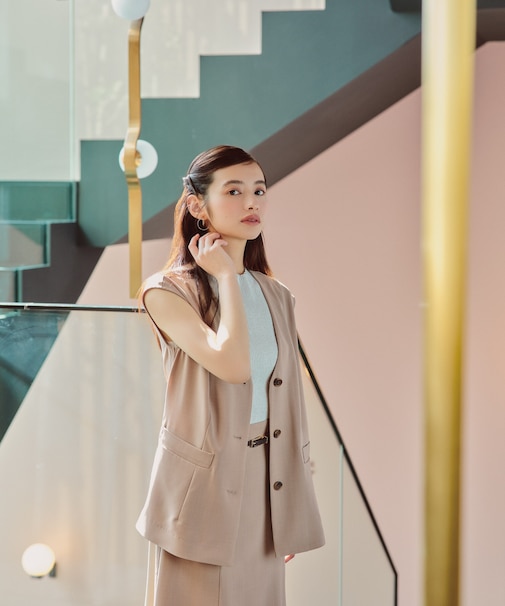 ジレ×リブノースリニットセット