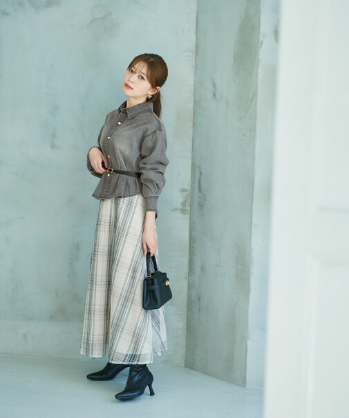 メッシュチェックスカート24AW