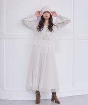 シャーリングプリーツチュールスカート24AW