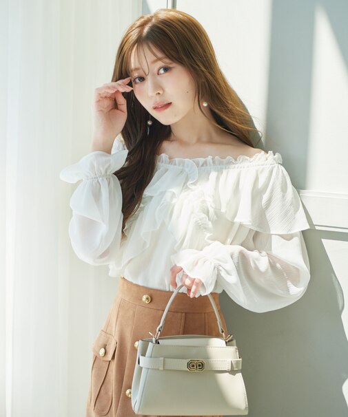 クロスラッフルシアー楊柳ブラウス24AW