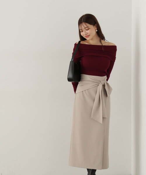 ラップ風リボンタイトスカート 24AW｜プロポーションボディ