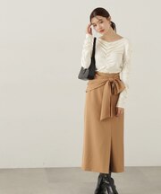 ラップ風リボンタイトスカート　24AW