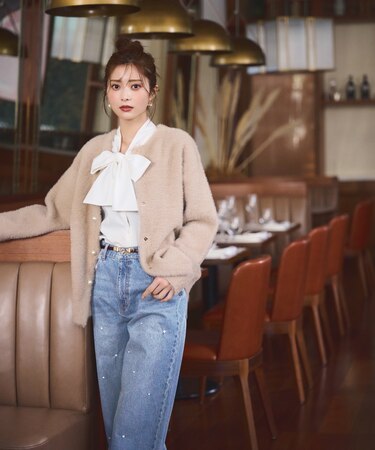 ビジューデニムパンツ　24AW