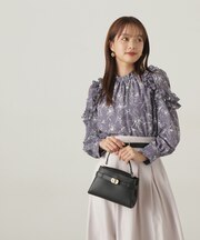モノトーンフラワーフリルブラウス　24AW