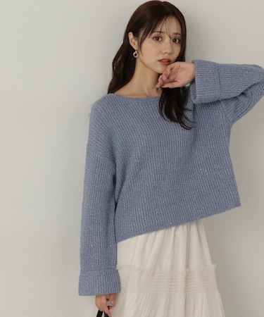 スパンコール畦ニット WEB限定カラー：ブルー　24AW