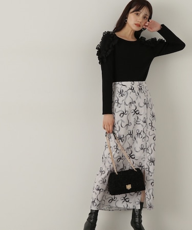 リボン柄ナロースカート　24AW
