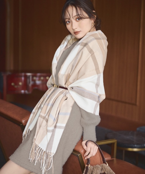 スモーキーパステルチェックストール