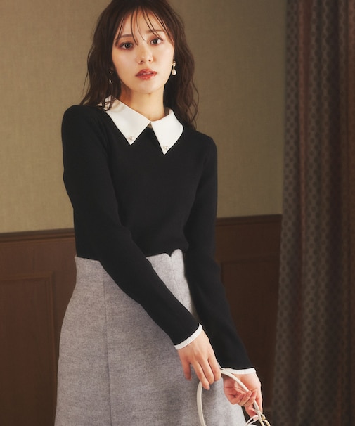 2way襟付きリブニット