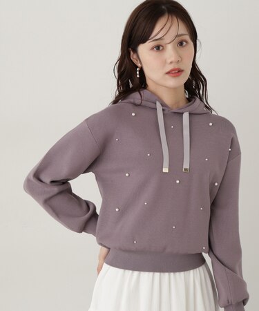 パール調ニットパーカー