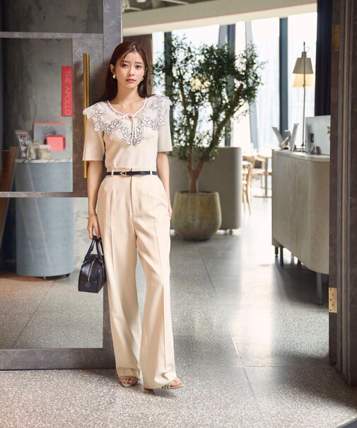 センタープレスストレートパンツ